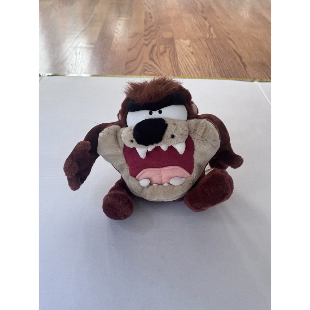 Vintage 1997 Looney Tunes Tasmanian Devil Taz Plush Play-By-Play 7 Inch Brown‎